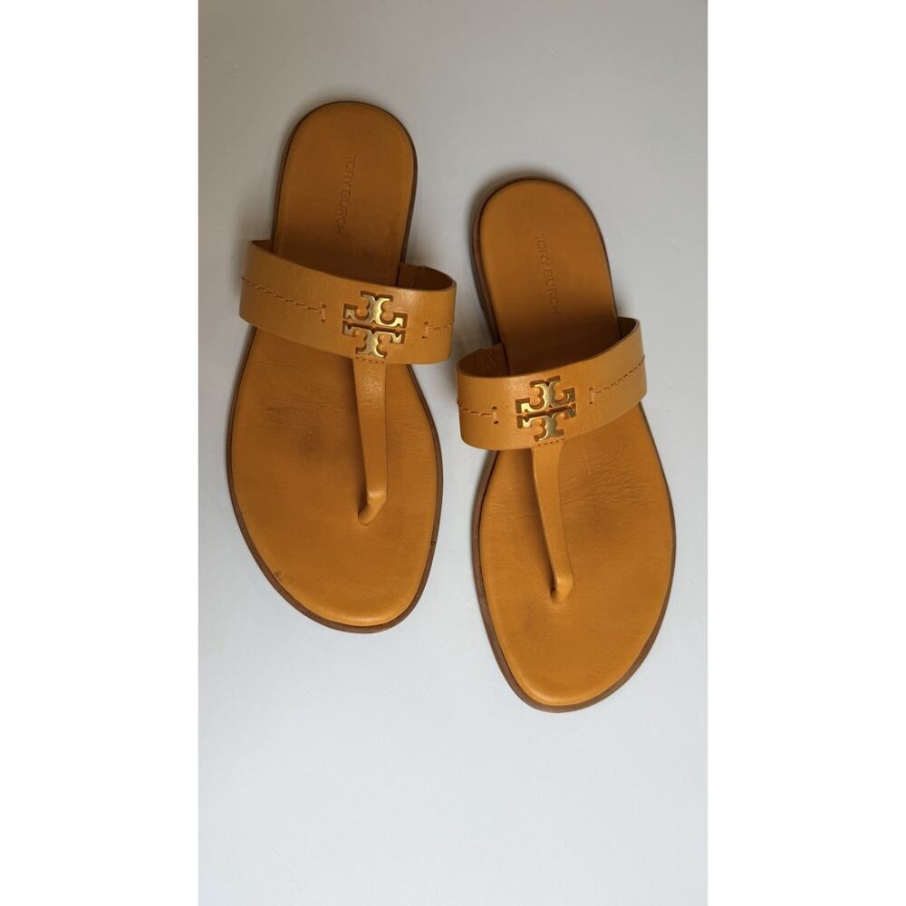 Tory Burch Orange and Gold MINI EVERLY FLAT SANDAL size 7.5 - Picture 8 of 10